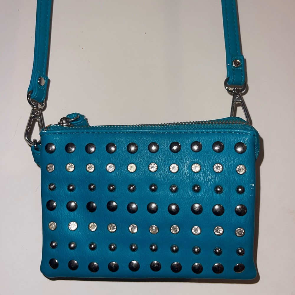 Charming Charlie Turquoise Studded Crossbody Bag